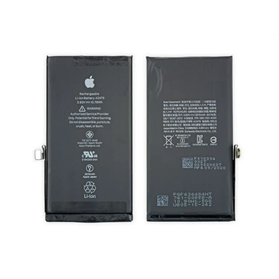 بررسی دوطرفه باتری آیفون 12 پرو قبل از نصب روی دستگاه باتری iPhone 12 Pro از نمای جلو و پشت برای تطابق مشخصات و صحت سلامت پیش از نصب