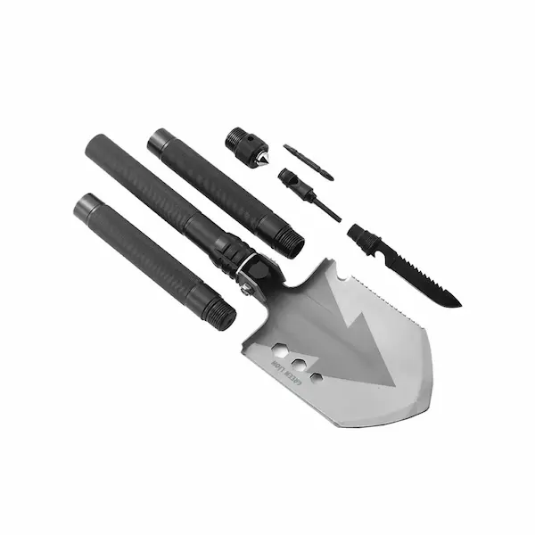 مجموعه کامل بیل چندکاره گرین لاین Multi Shovel شامل دسته، تیغه تیز، پیچگوشتی، اره و ابزار نجات