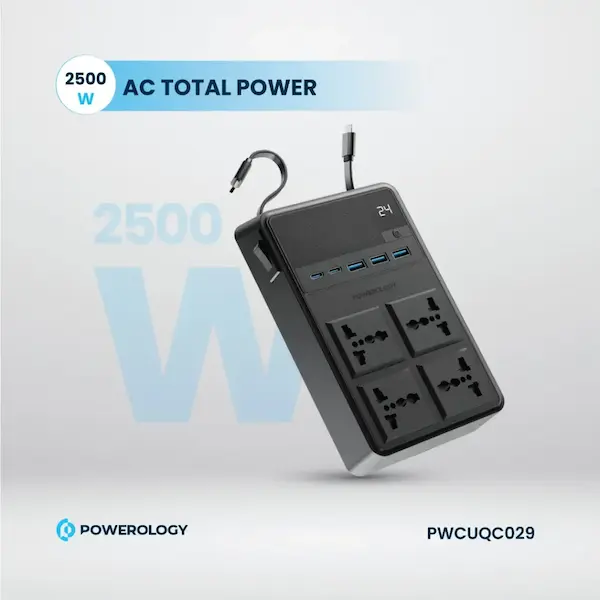 توان خروجی ۲۵۰۰ وات برای وسایل الکتریکی در چندراهی برق PWCUQC029 خروجی AC قدرتمند 2500W در چندراهی برق Powerology