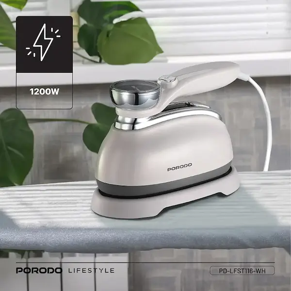 عملکرد اتو بخار پورودو روی میز اتو اتو بخار Porodo مدل Retro Thermometer هنگام استفاده در محیط خانگی