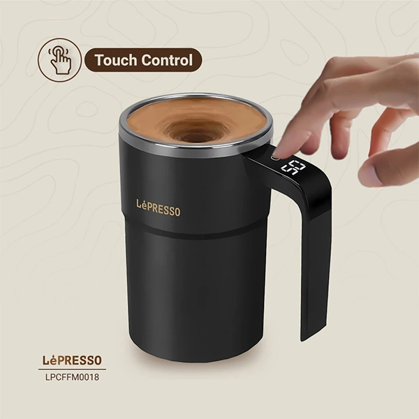 ماگ هوشمند همزن خودکار LePresso با کنترل لمسی روی دسته کنترل لمسی ماگ همزن خودکار لپرسو مدل Stirmagic