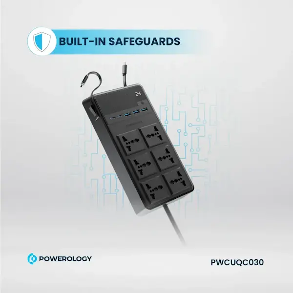 محافظ ولتاژ داخلی چندراهی برق Powerology PWCUQC030 قابلیت محافظت داخلی در برابر نوسانات برق در چندراهی PWCUQC030 برند پاورولوژی