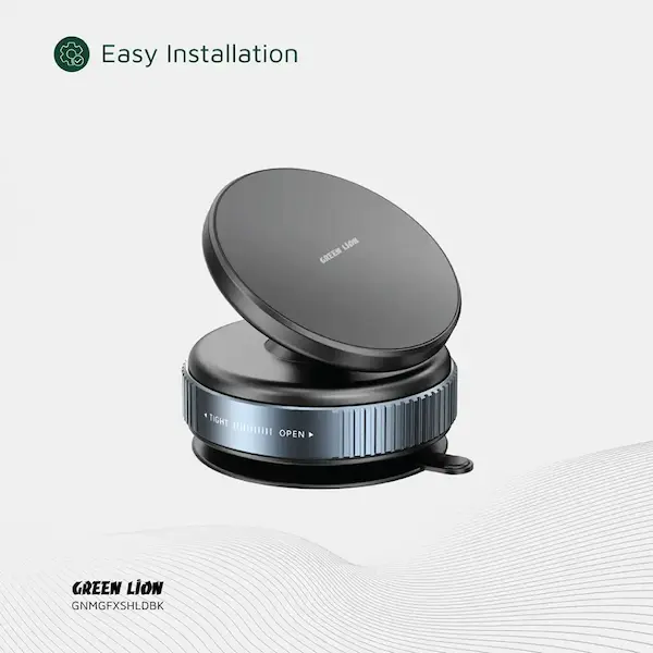 نصب آسان و سریع پایه نگهدارنده مغناطیسی گرین لاین Magno Flex هولدر مکنده گرین لاین با طراحی ساده برای نصب آسان روی سطوح صاف خودرو یا میز