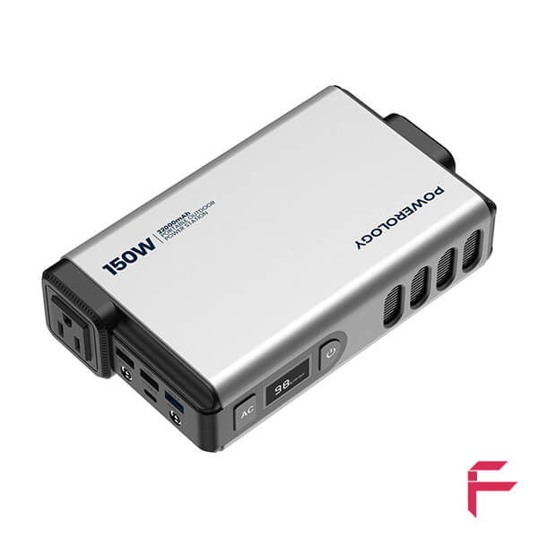 پاور استیشن Powerology 150W با طراحی کامپکت و خروجی برق AC برای شارژ همزمان چند دستگاه
