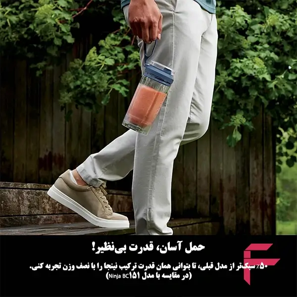 بلندر نینجا قابلحمل برای استفاده در خودرو بلندر نینجا BC151 داخل جا لیوانی ماشین برای تهیه نوشیدنی در مسیر