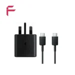 شارژر سوپر فست سامسونگ ۴۵ وات با دوشاخه بریتانیایی و کابل USB-C به USB-C