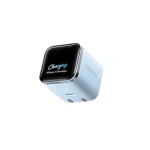 شارژر دیواری Anker Nano Charger A121D 45W آبی با فناوری GaN، شارژ سریع USB-C و نمایشگر دیجیتال