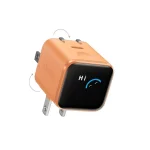 نمای شارژر دیواری Anker A121D 45W رنگ نارنجی با فناوری GaN، نمایشگر هوشمند و شارژ سریع USB-C