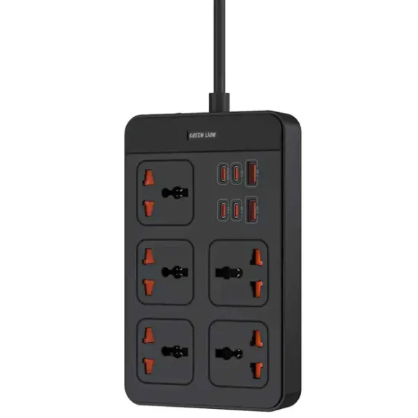 چندراهی برق گرین لاین GS-500 با ۵ سوکت و ۶ پورت USB